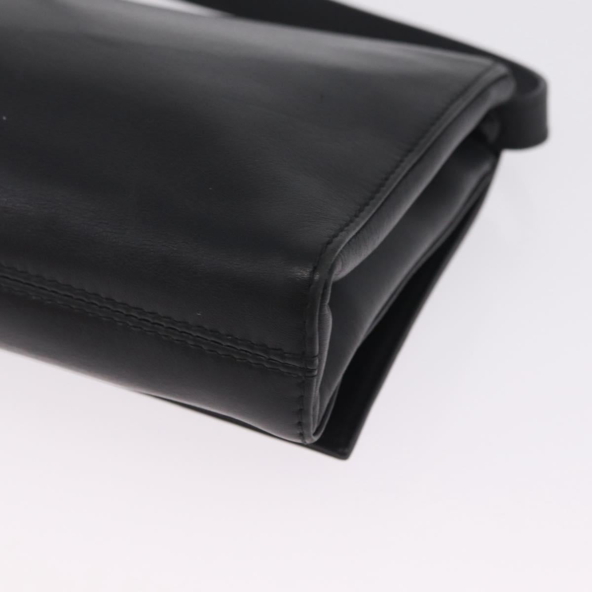 CELINE Shoulder Bag Leather Black Silver Auth ka6958