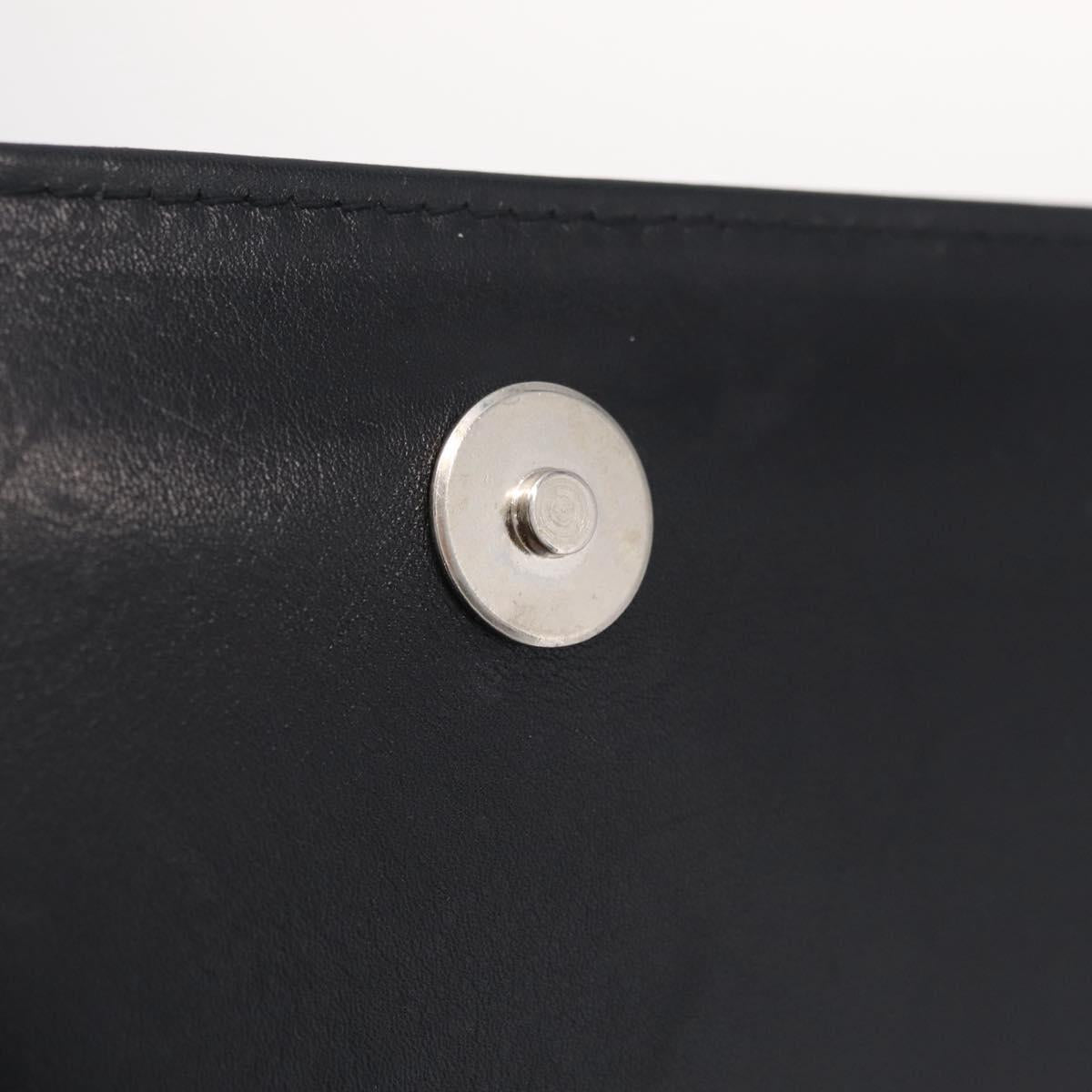 CELINE Shoulder Bag Leather Black Silver Auth ka6958