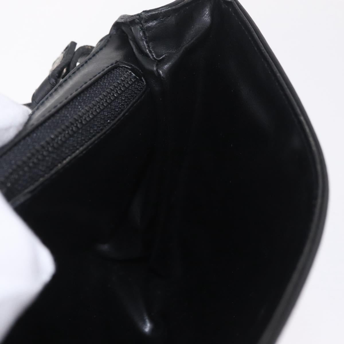 CELINE Shoulder Bag Leather Black Silver Auth ka6958