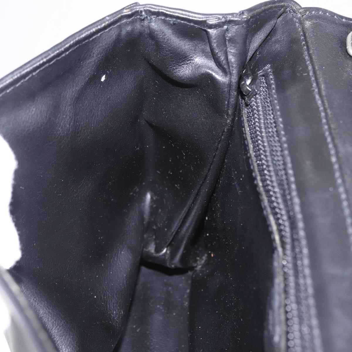 CELINE Shoulder Bag Leather Black Silver Auth ka6958
