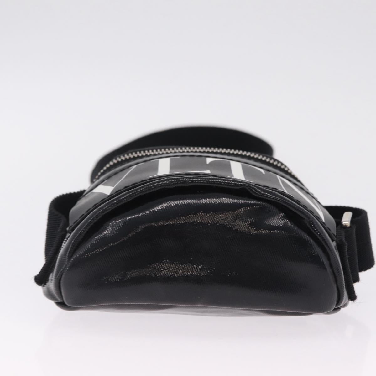 Valentino Shoulder Bag Patent Leather Black Silver Auth ka6959V