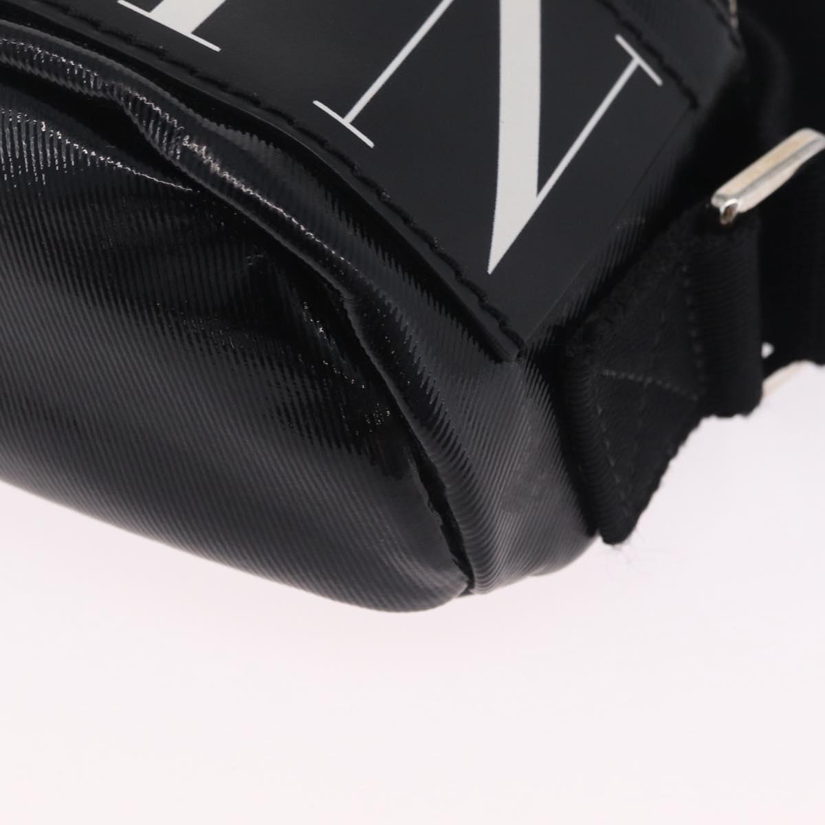 Valentino Shoulder Bag Patent Leather Black Silver Auth ka6959V