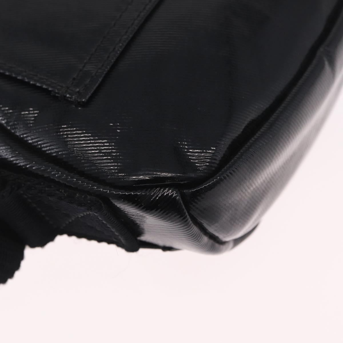 Valentino Shoulder Bag Patent Leather Black Silver Auth ka6959V
