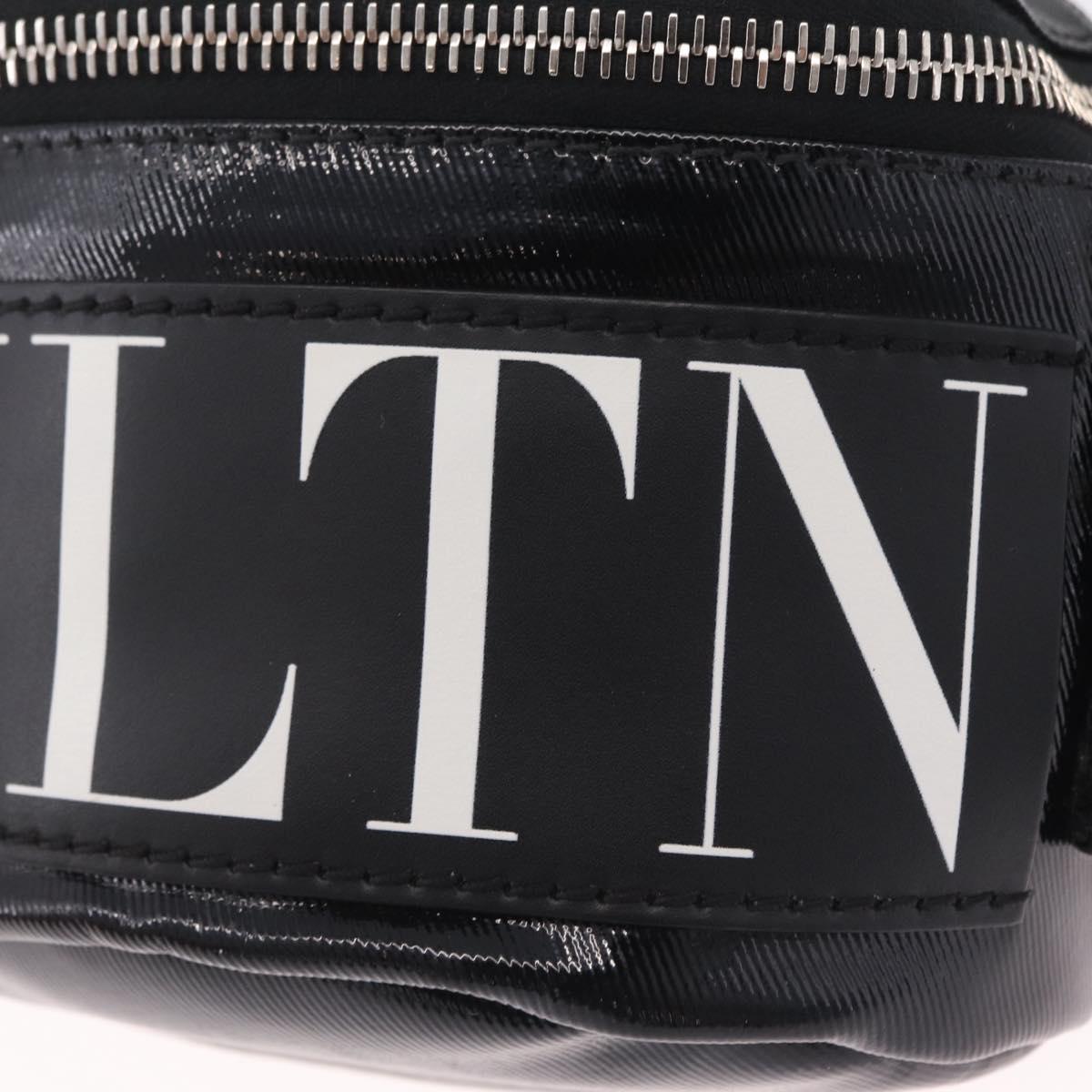 Valentino Shoulder Bag Patent Leather Black Silver Auth ka6959V