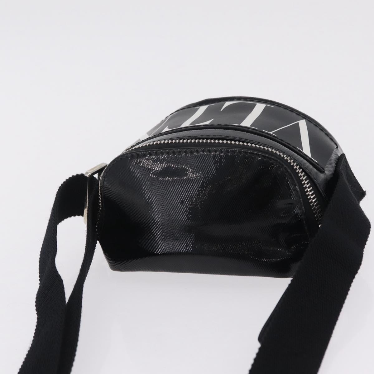 Valentino Shoulder Bag Patent Leather Black Silver Auth ka6959V