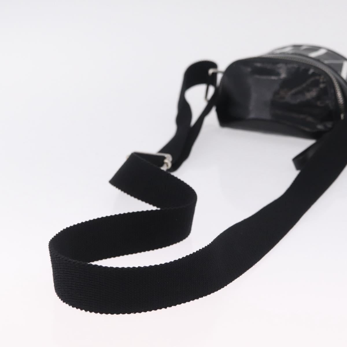 Valentino Shoulder Bag Patent Leather Black Silver Auth ka6959V
