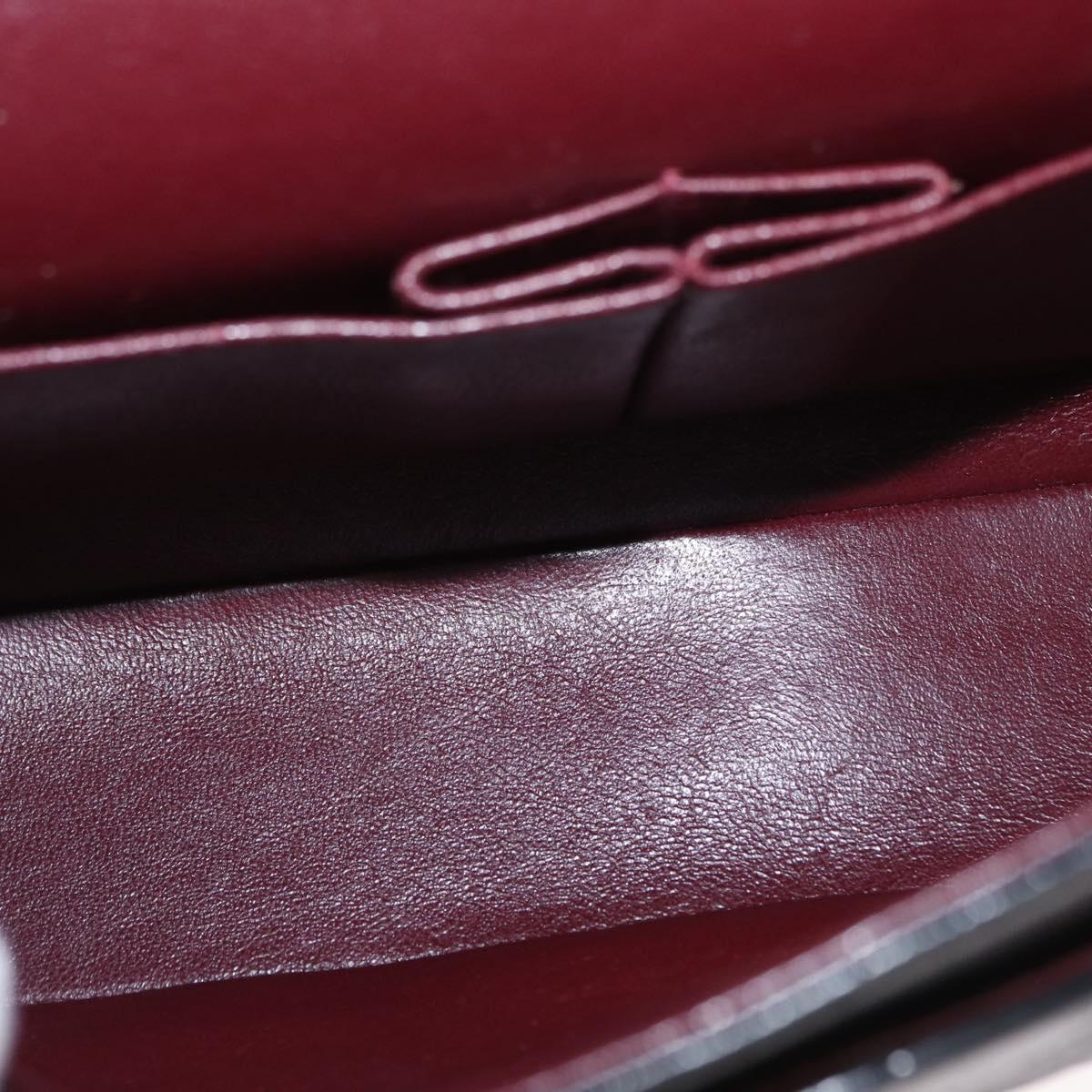 CHANEL Matelasse 25 Double Flap Chain Bag Lamb Skin Black Gold CC Auth ka695SV