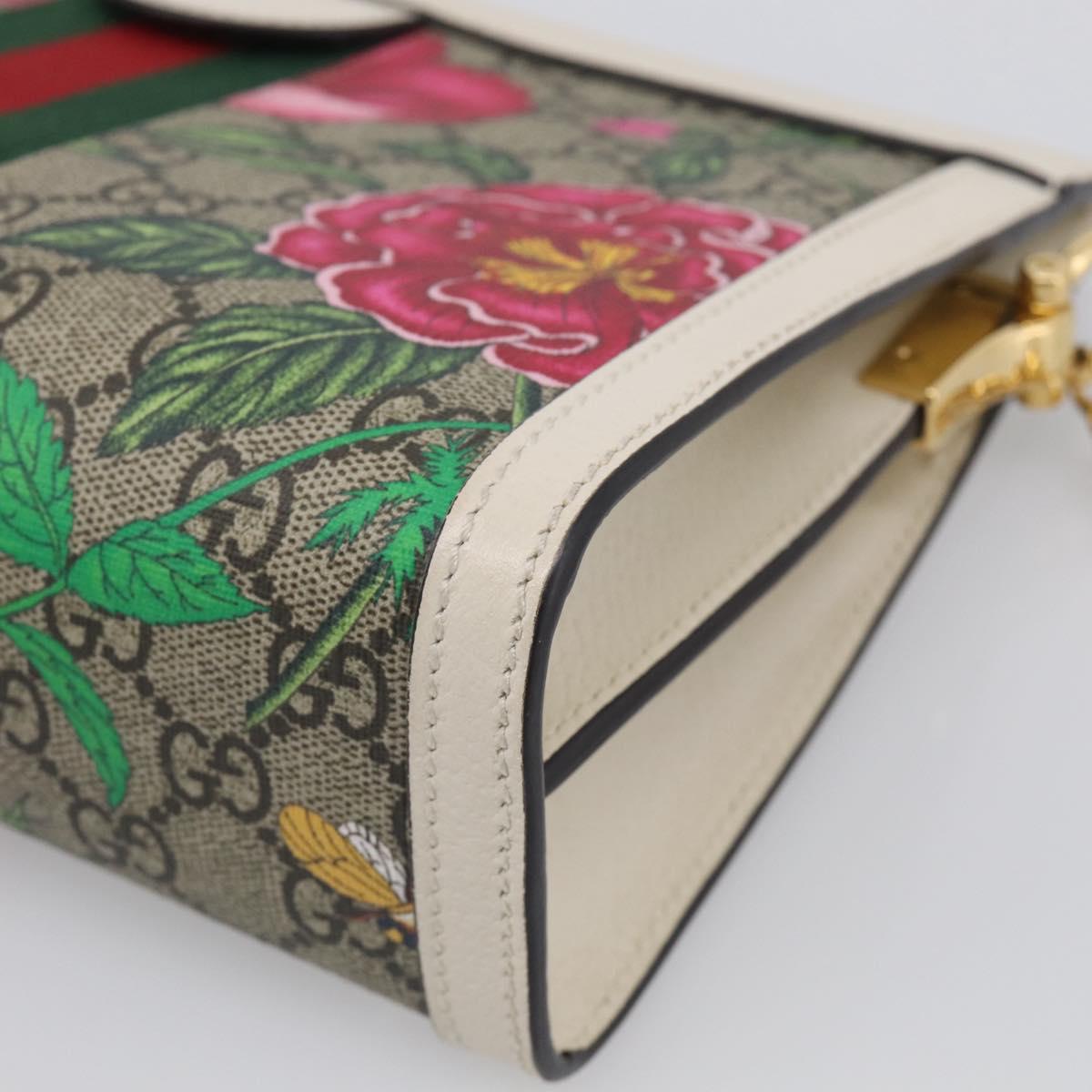 GUCCI GG Supreme Web Sherry Line Flora Ophidia Chain Bag PVC 503877 Auth ka6961M