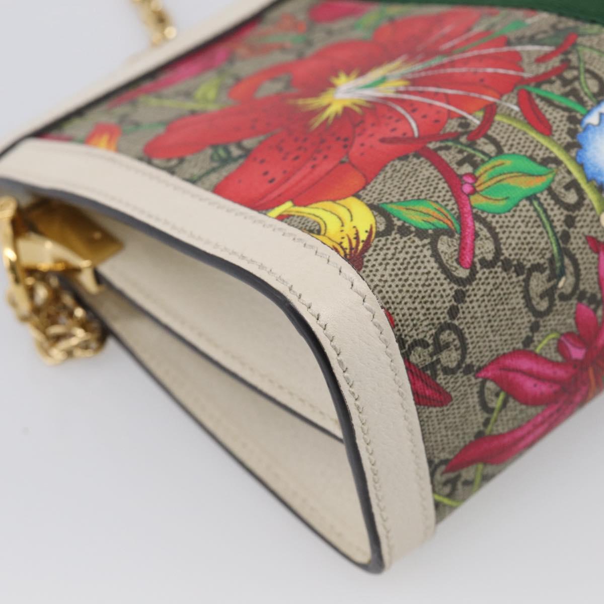 GUCCI GG Supreme Web Sherry Line Flora Ophidia Chain Bag PVC 503877 Auth ka6961M