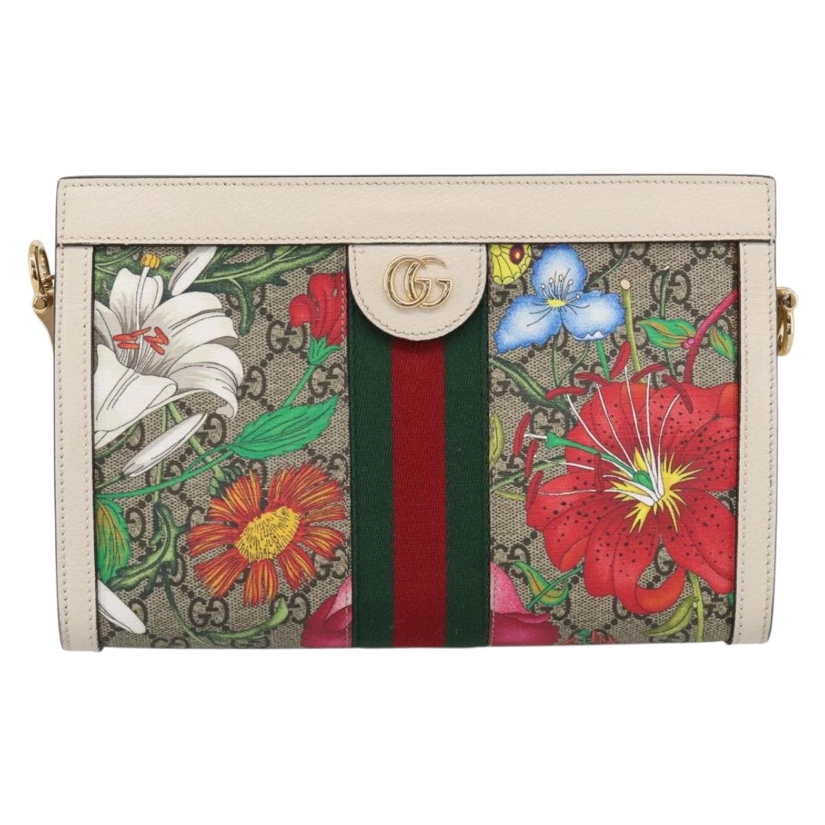GUCCI GG Supreme Web Sherry Line Flora Ophidia Chain Bag PVC 503877 Auth ka6961M