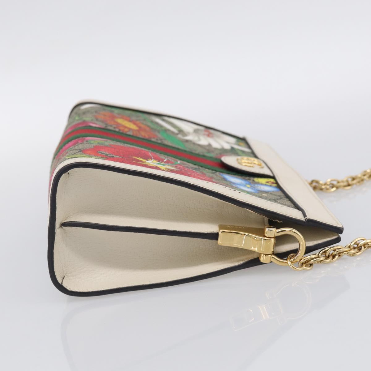 GUCCI GG Supreme Web Sherry Line Flora Ophidia Chain Bag PVC 503877 Auth ka6961M