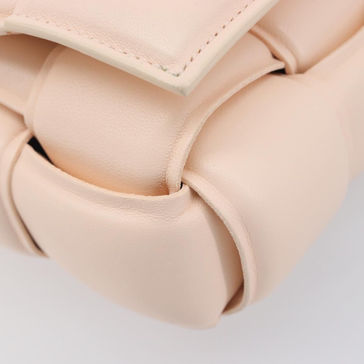 Bottega Veneta MAXI INTRECCIATO Cassette Bag Leather Pink Gold Auth ka6962M