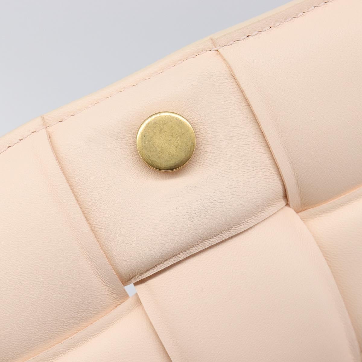 Bottega Veneta MAXI INTRECCIATO Cassette Bag Leather Pink Gold Auth ka6962M