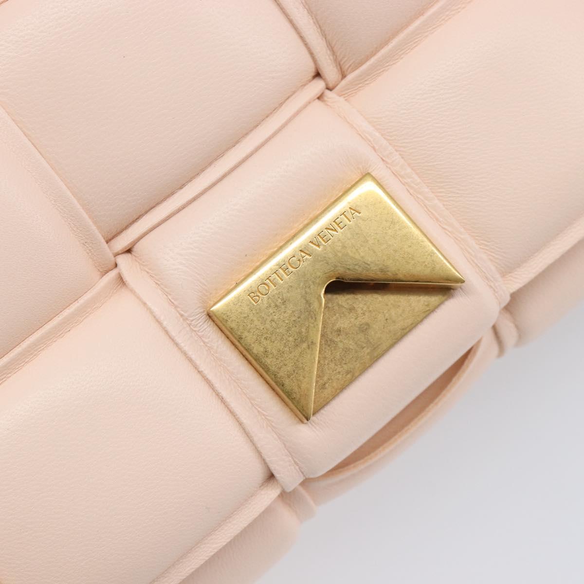 Bottega Veneta MAXI INTRECCIATO Cassette Bag Leather Pink Gold Auth ka6962M