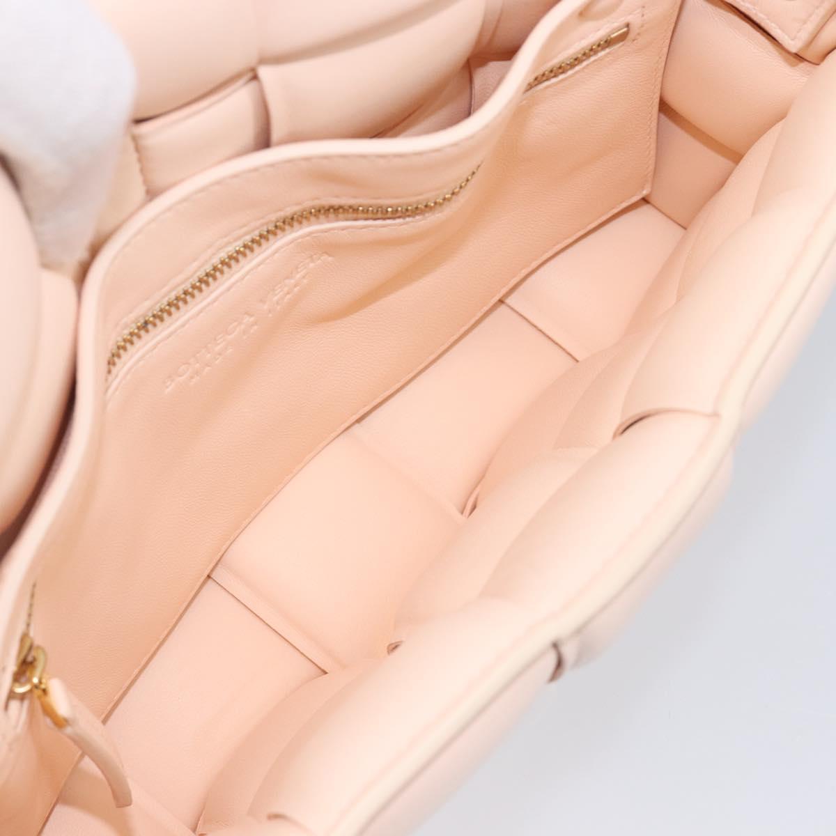 Bottega Veneta MAXI INTRECCIATO Cassette Bag Leather Pink Gold Auth ka6962M