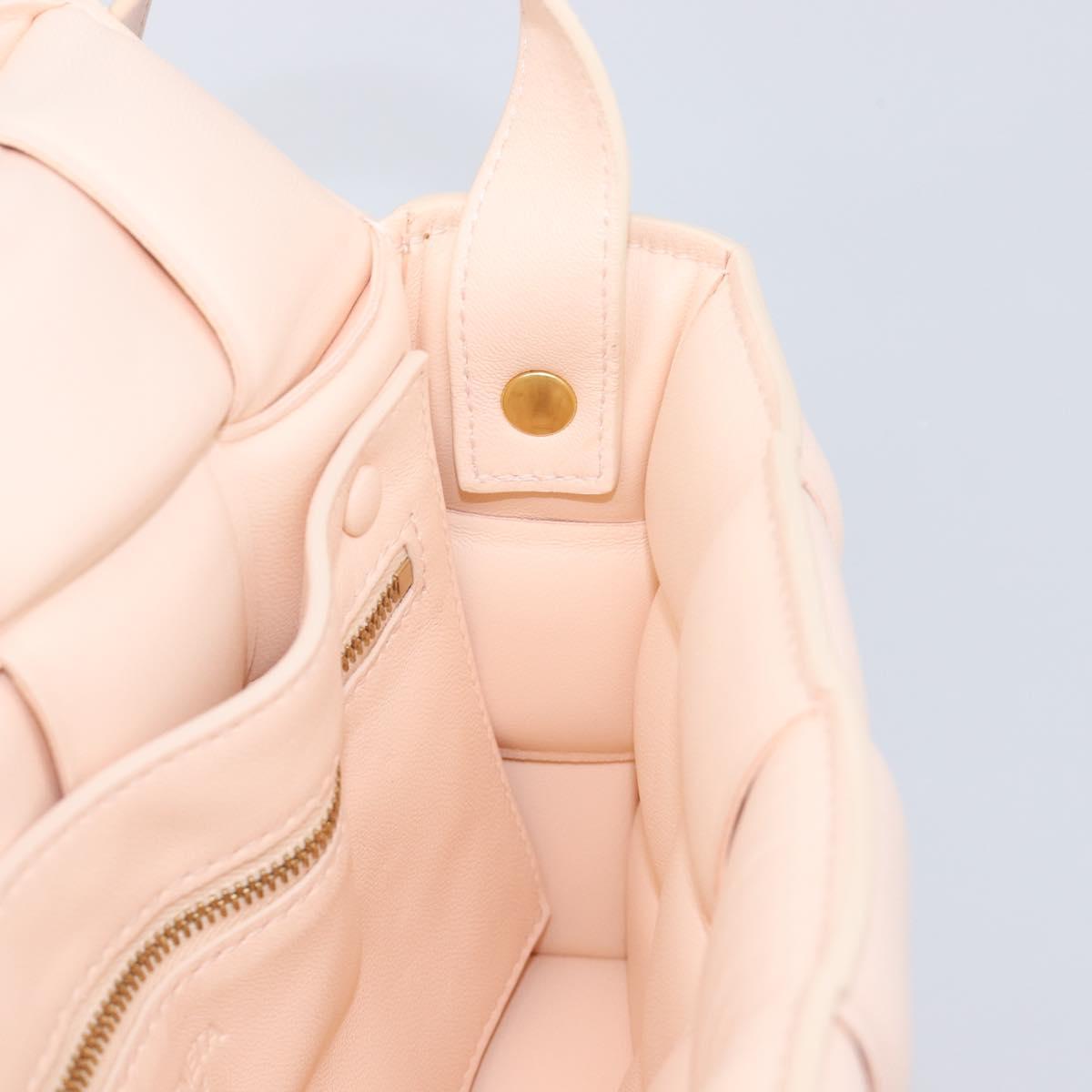 Bottega Veneta MAXI INTRECCIATO Cassette Bag Leather Pink Gold Auth ka6962M