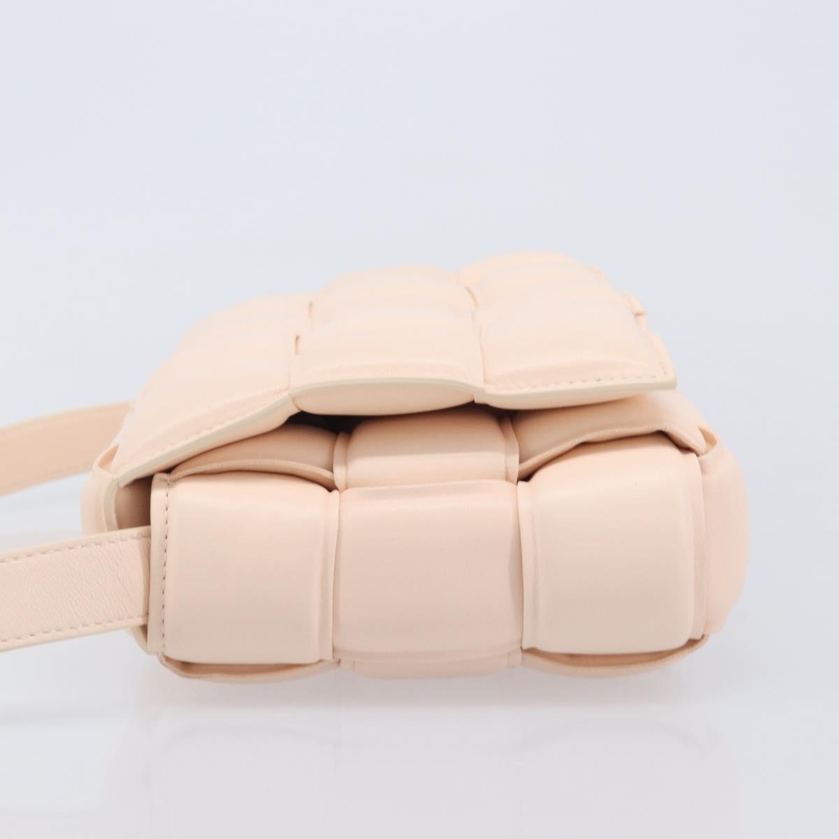 Bottega Veneta MAXI INTRECCIATO Cassette Bag Leather Pink Gold Auth ka6962M