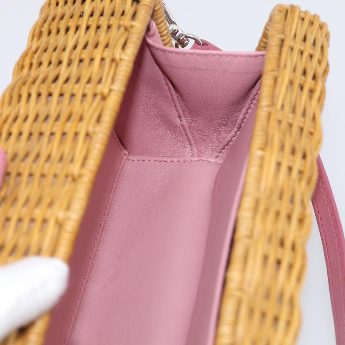 Miu Miu Straw Bag Shoulder Bag Raffia Brown Silver Auth ka6963V