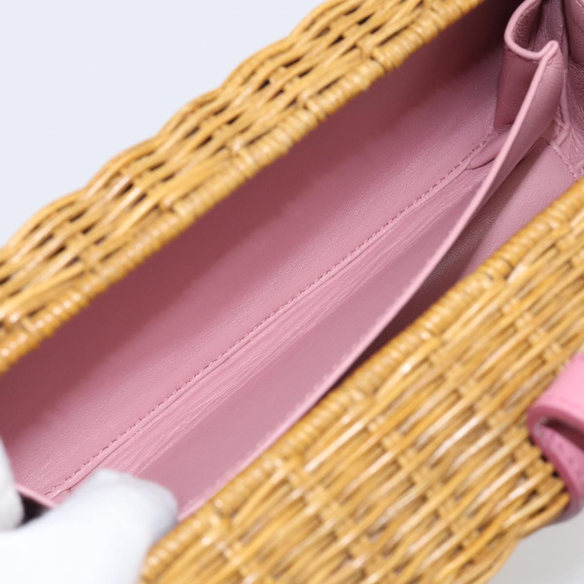 Miu Miu Straw Bag Shoulder Bag Raffia Brown Silver Auth ka6963V