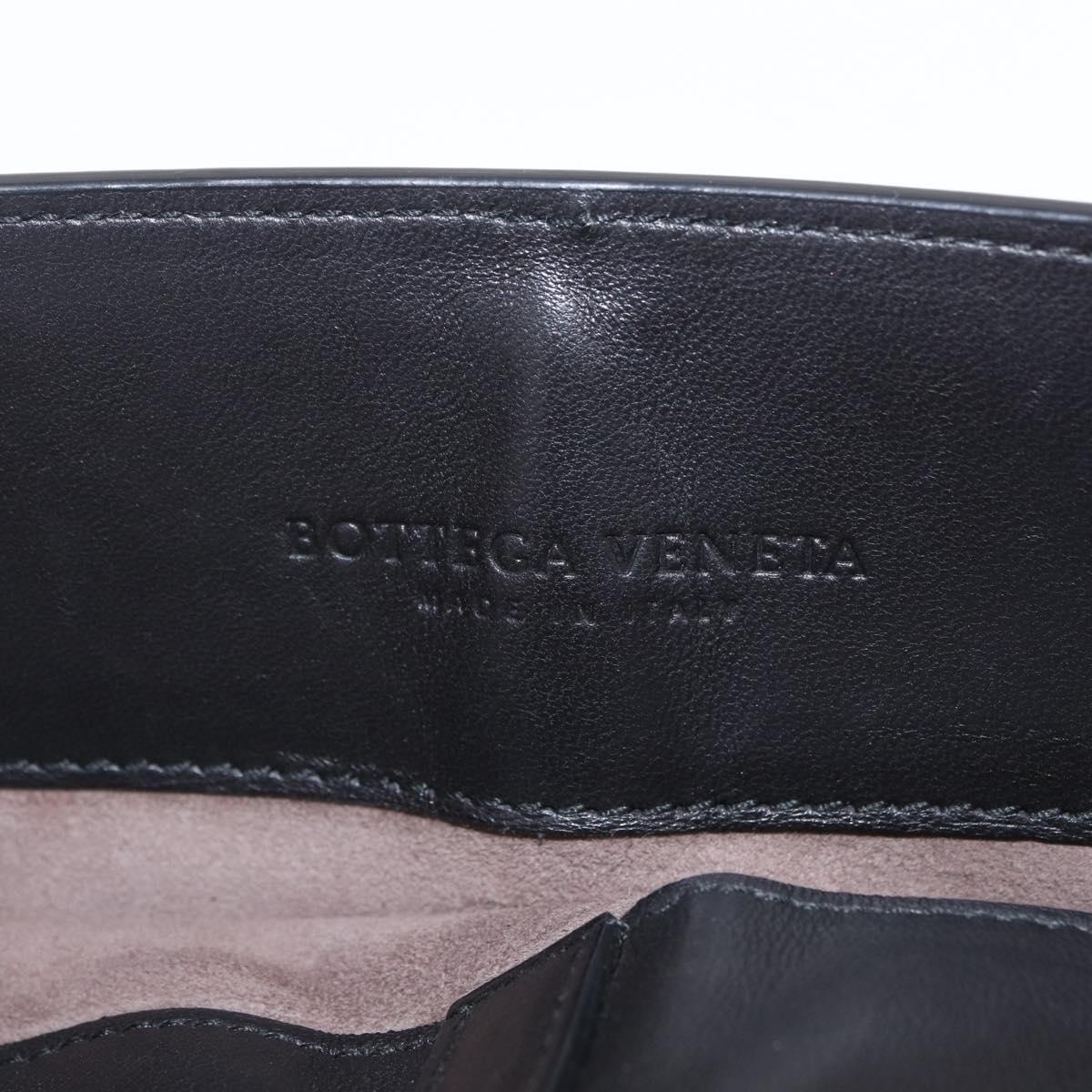 Bottega Veneta INTRECCIATO Chain Shoulder Bag Leather Black Auth ka6965V