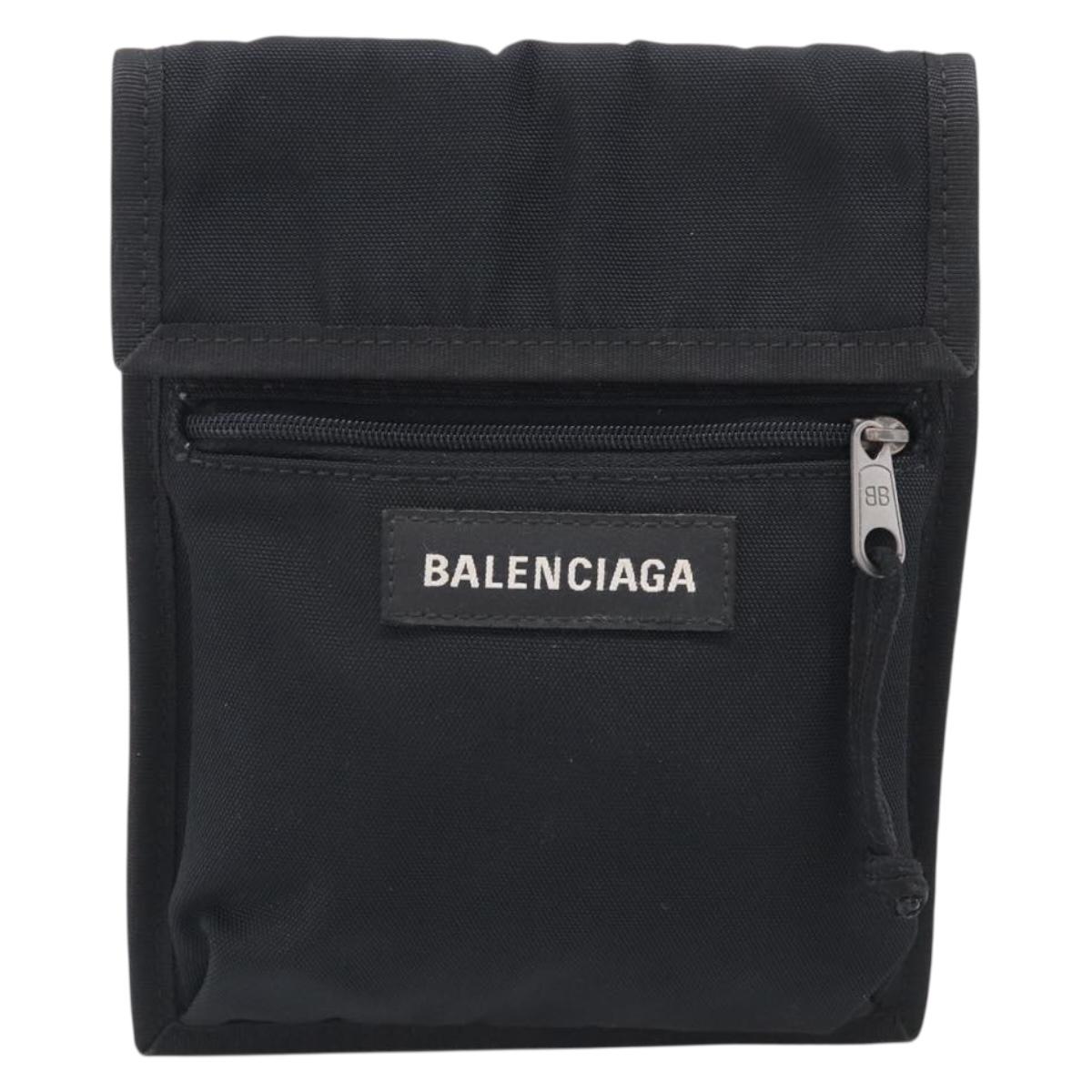 Balenciaga Shoulder Bag Canvas Black 532298 Auth ka6966