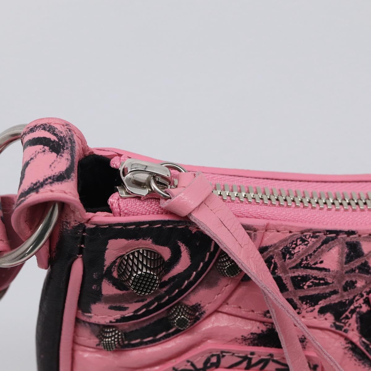 Balenciaga Le Cagoule XS Shoulder Bag Leather Pink Silver 671309 Auth ka6967SAM