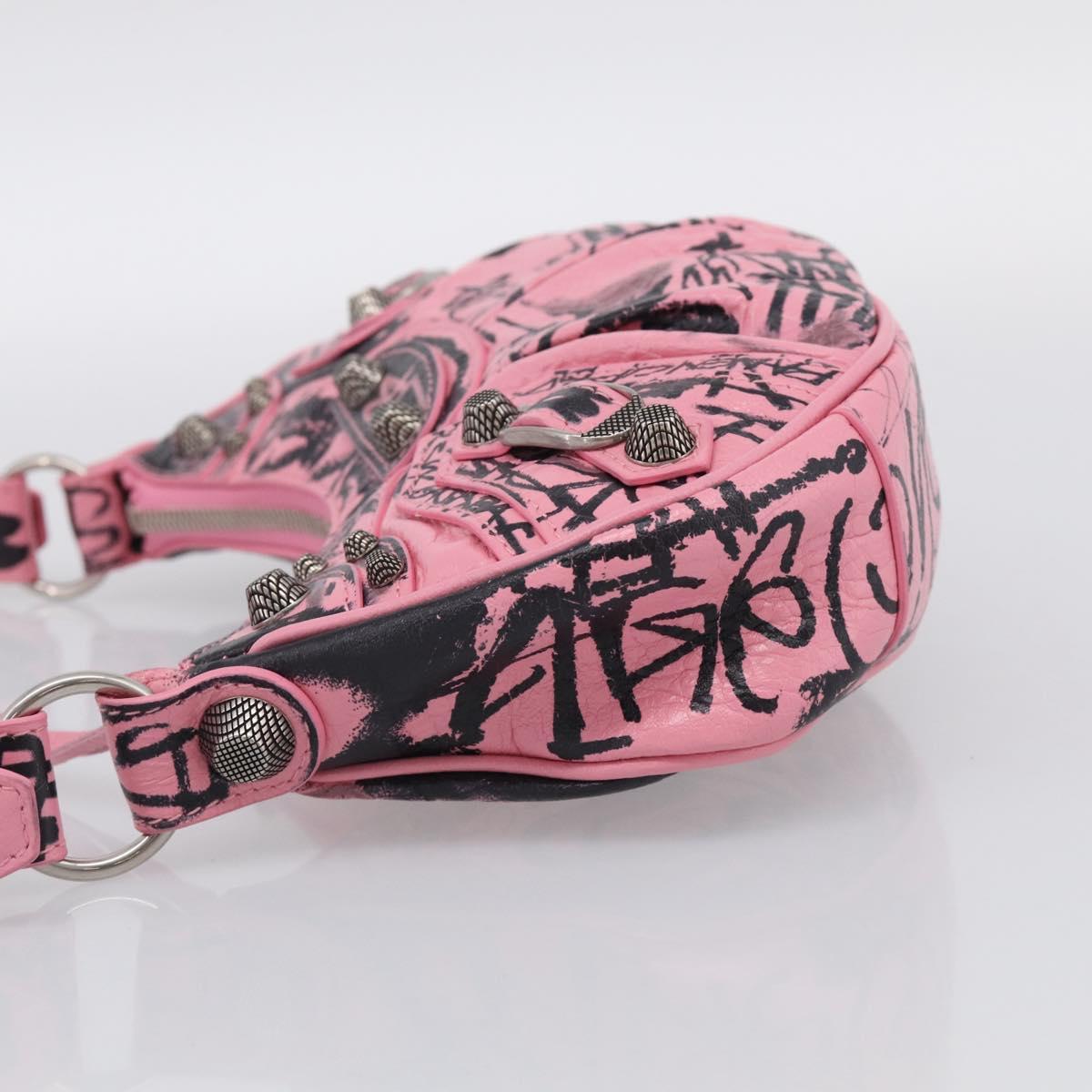 Balenciaga Le Cagoule XS Shoulder Bag Leather Pink Silver 671309 Auth ka6967SAM