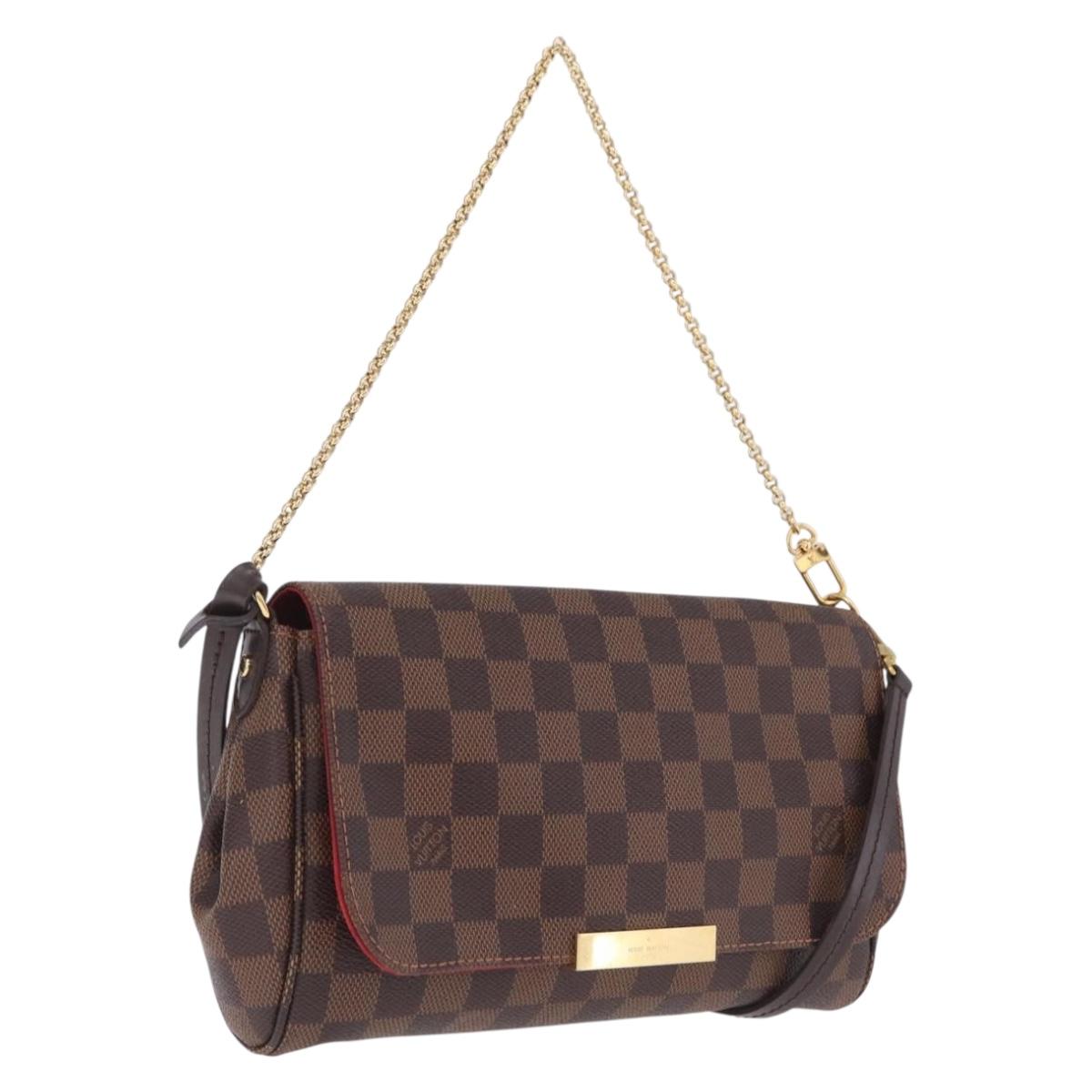 LOUIS VUITTON Damier Ebene Favorit MM Shoulder Bag 2way M41129 LV Auth ka6968V