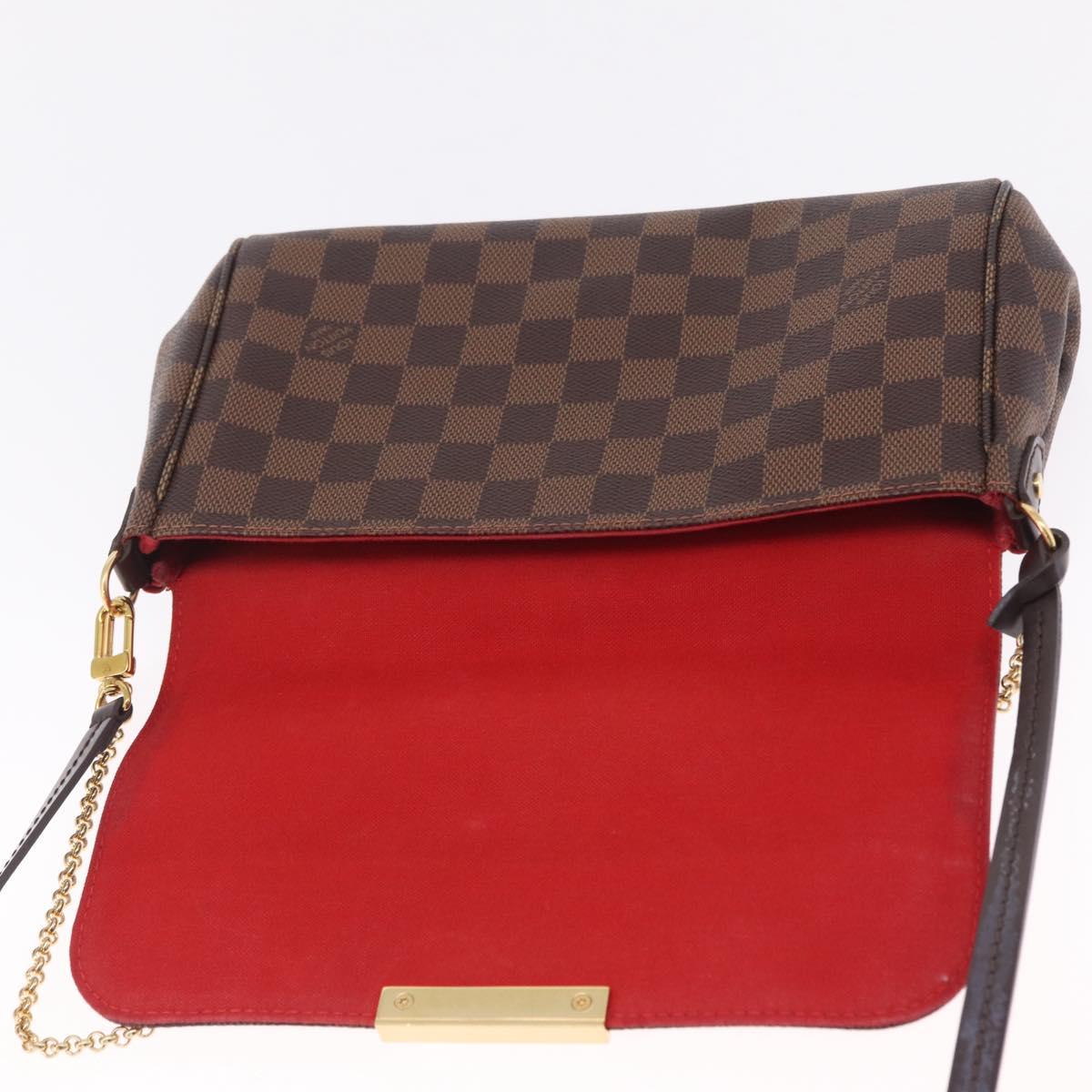 LOUIS VUITTON Damier Ebene Favorit MM Shoulder Bag 2way M41129 LV Auth ka6968V