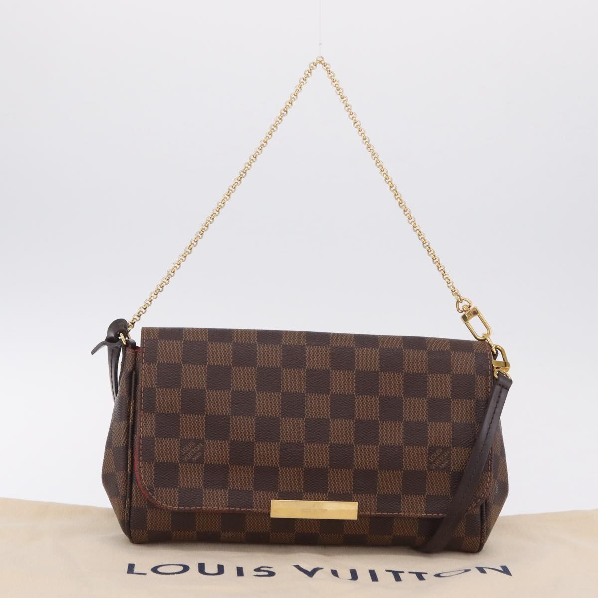 LOUIS VUITTON Damier Ebene Favorit MM Shoulder Bag 2way M41129 LV Auth ka6968V