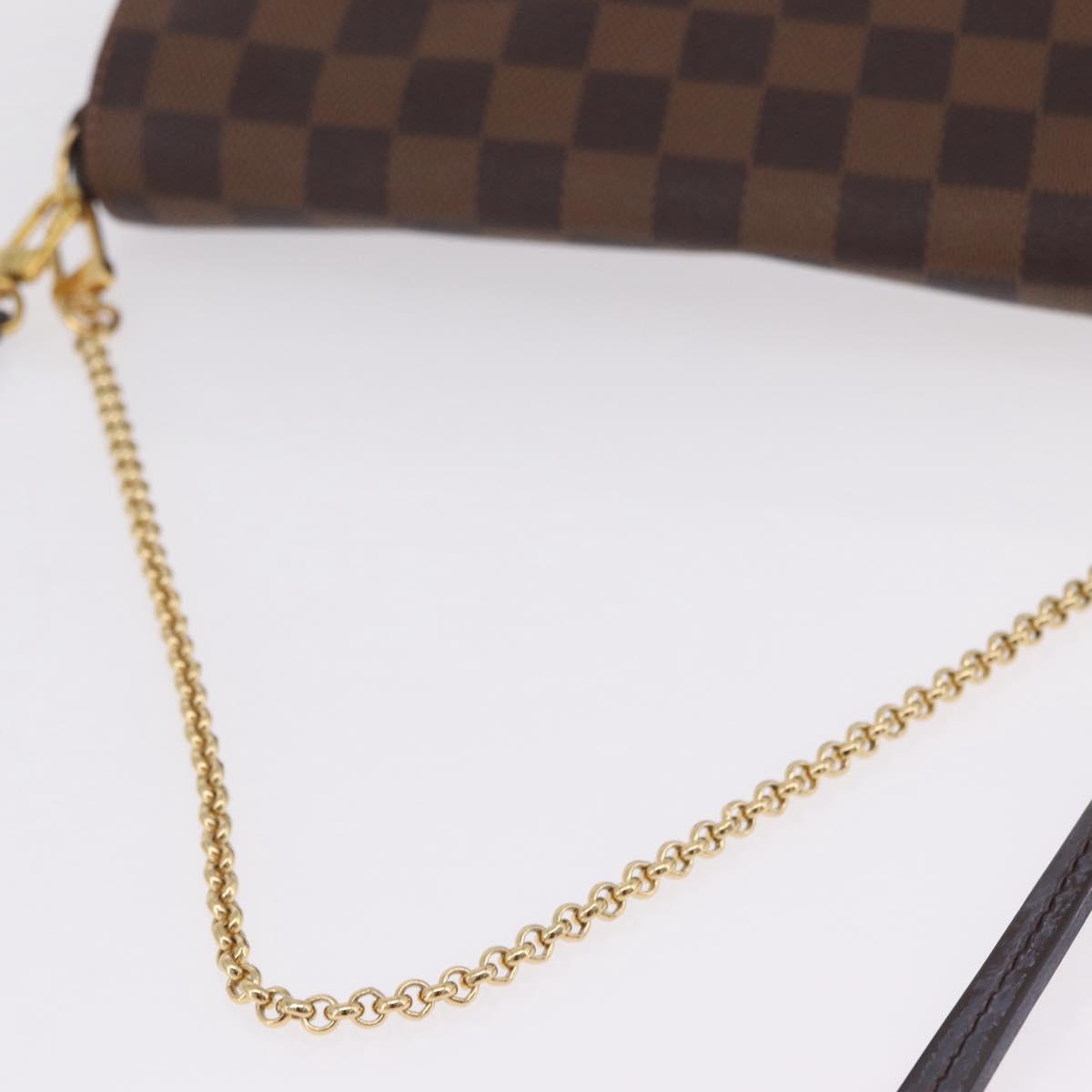 LOUIS VUITTON Damier Ebene Favorit MM Shoulder Bag 2way M41129 LV Auth ka6968V