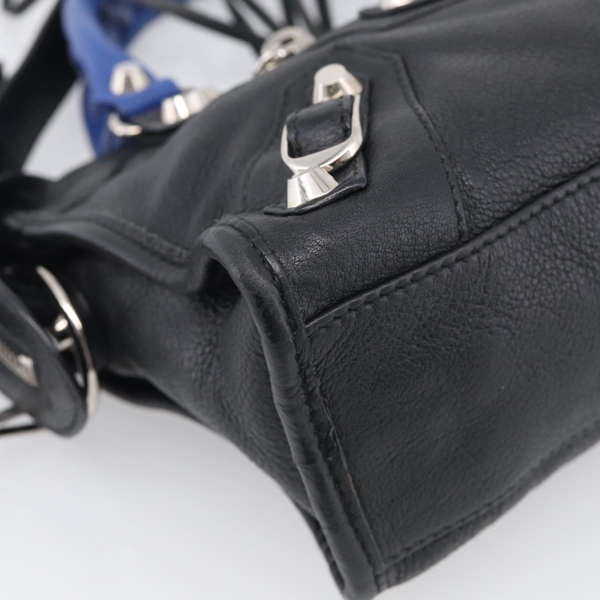 Balenciaga Mini City Hand Bag Leather 2way Black Silver 300295 Auth ka6969M