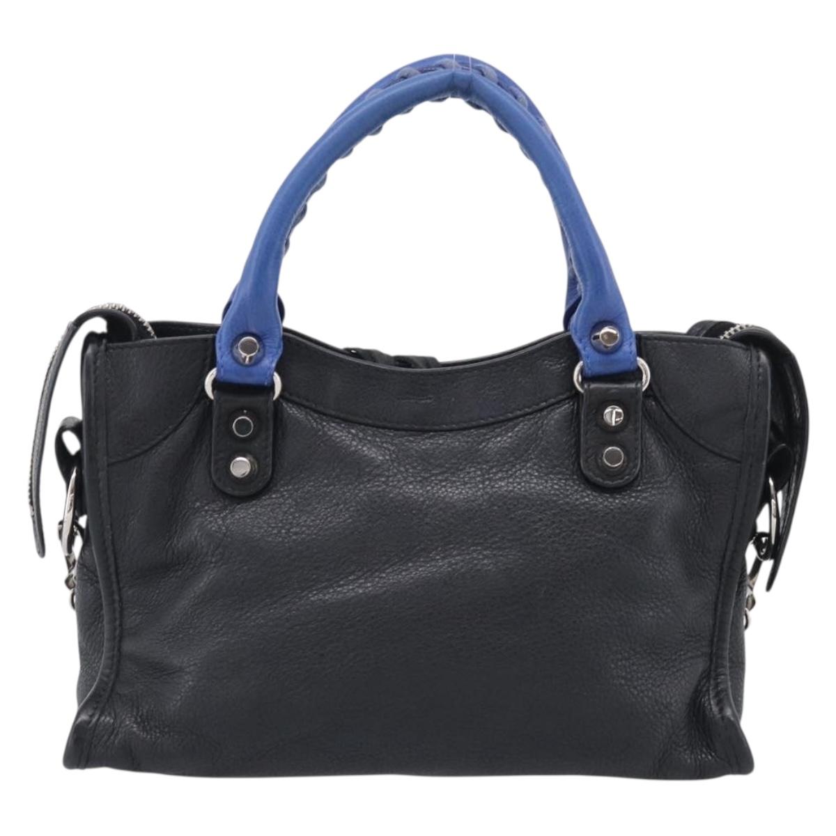 Balenciaga Mini City Hand Bag Leather 2way Black Silver 300295 Auth ka6969M