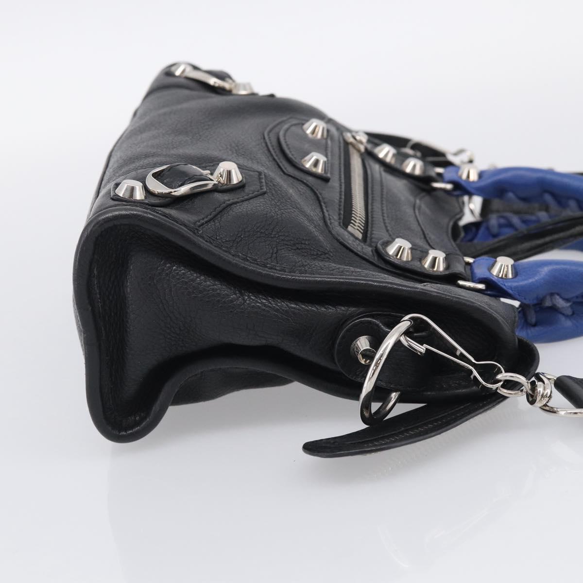 Balenciaga Mini City Hand Bag Leather 2way Black Silver 300295 Auth ka6969M