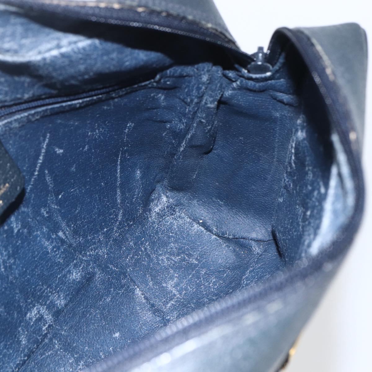 GUCCI GG Supreme Sherry Line Shoulder Bag PVC Navy Gold Auth ka697