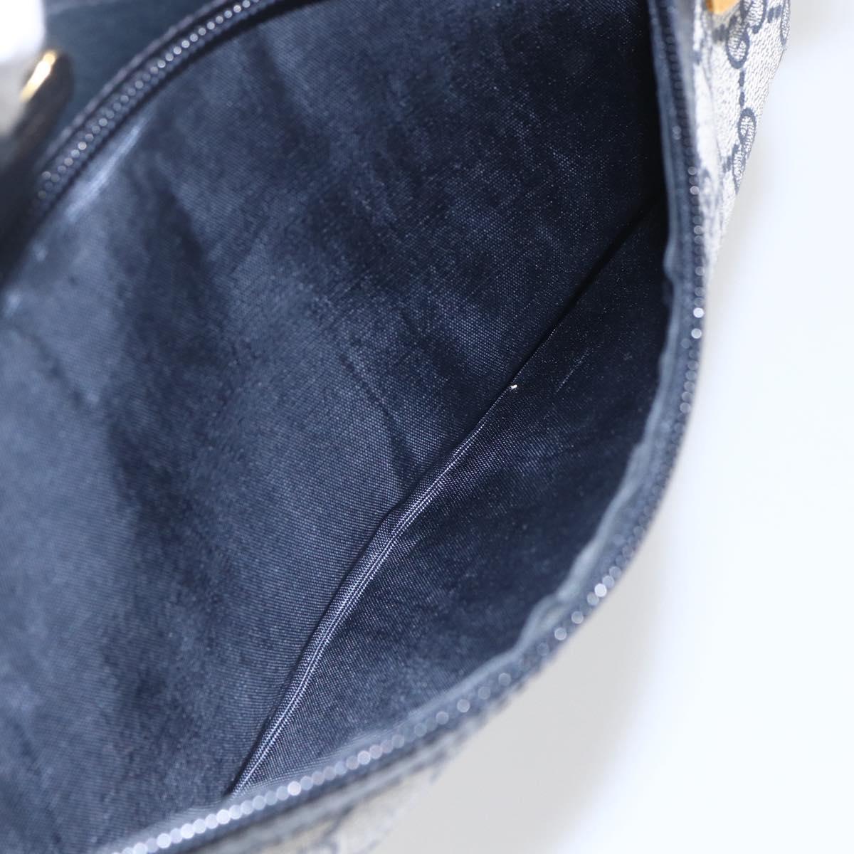 GUCCI GG Supreme Sherry Line Shoulder Bag PVC Navy Gold Auth ka697