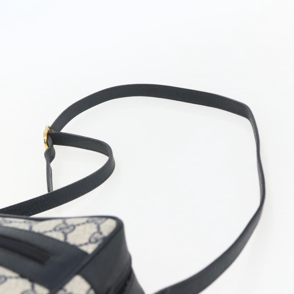 GUCCI GG Supreme Sherry Line Shoulder Bag PVC Navy Gold Auth ka697