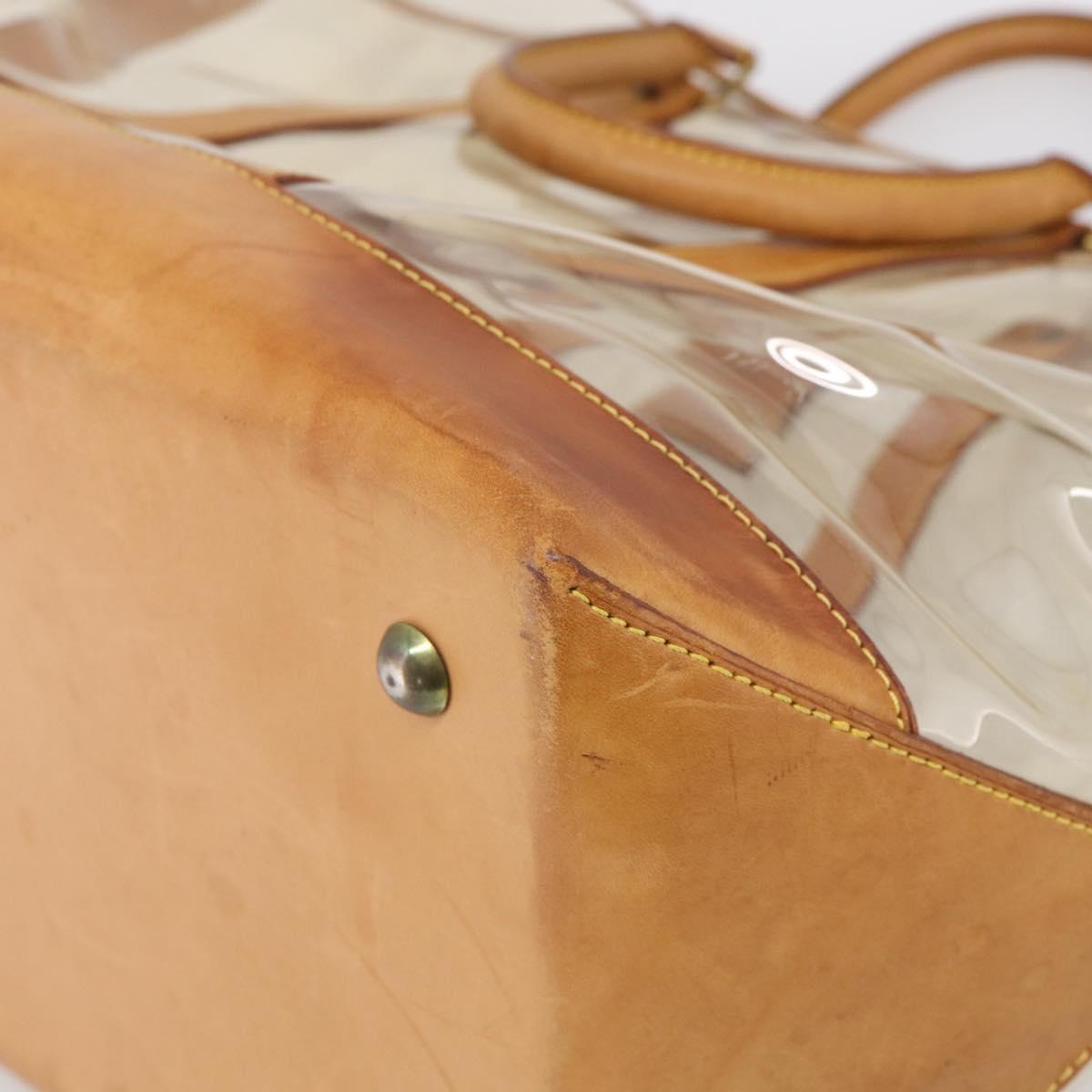 LOUIS VUITTON Isaac Mizrahi Bag Vinyl Leather Clear Beige M99027 LV Auth ka6974