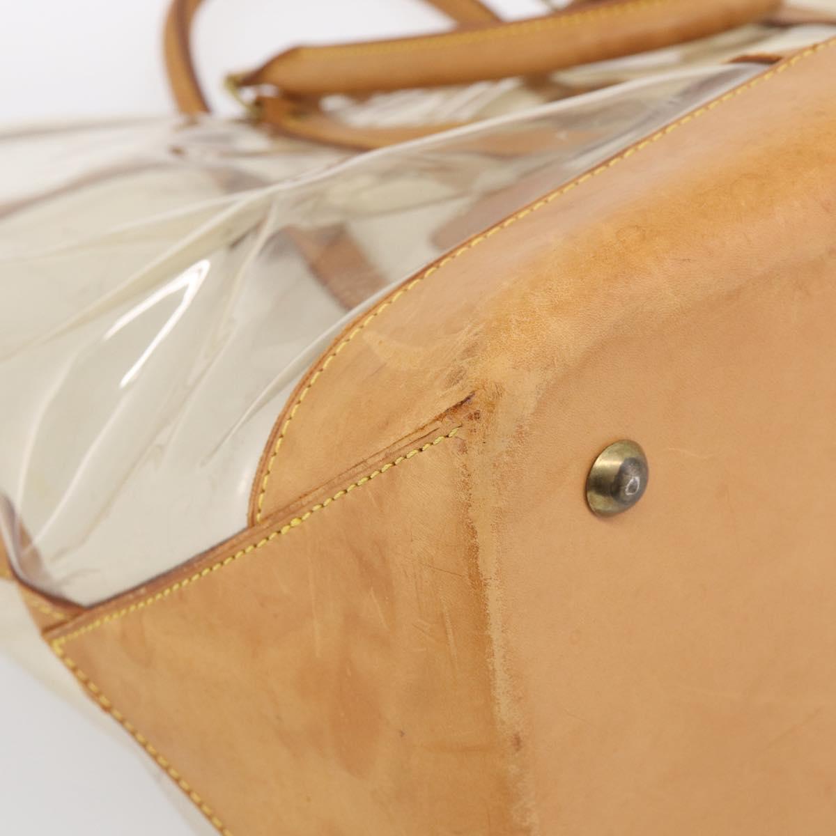 LOUIS VUITTON Isaac Mizrahi Bag Vinyl Leather Clear Beige M99027 LV Auth ka6974