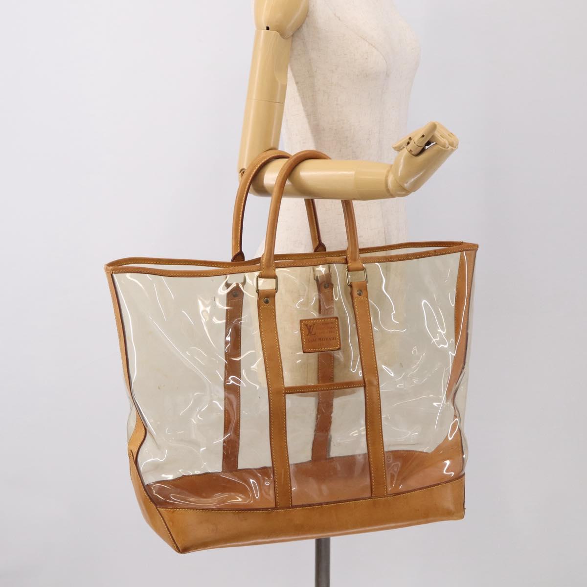 LOUIS VUITTON Isaac Mizrahi Bag Vinyl Leather Clear Beige M99027 LV Auth ka6974