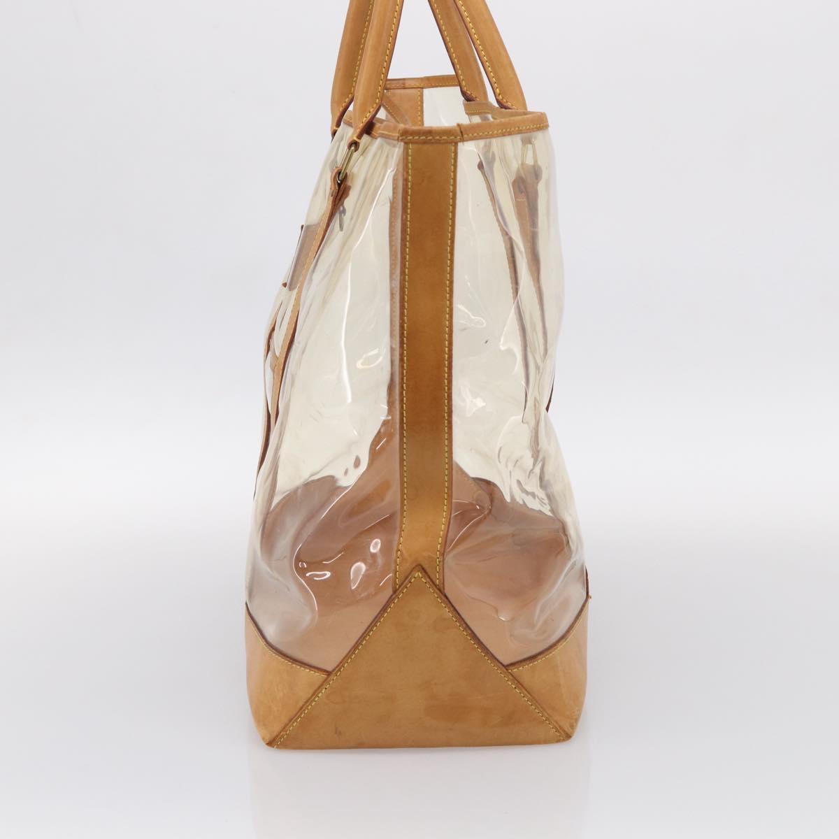 LOUIS VUITTON Isaac Mizrahi Bag Vinyl Leather Clear Beige M99027 LV Auth ka6974