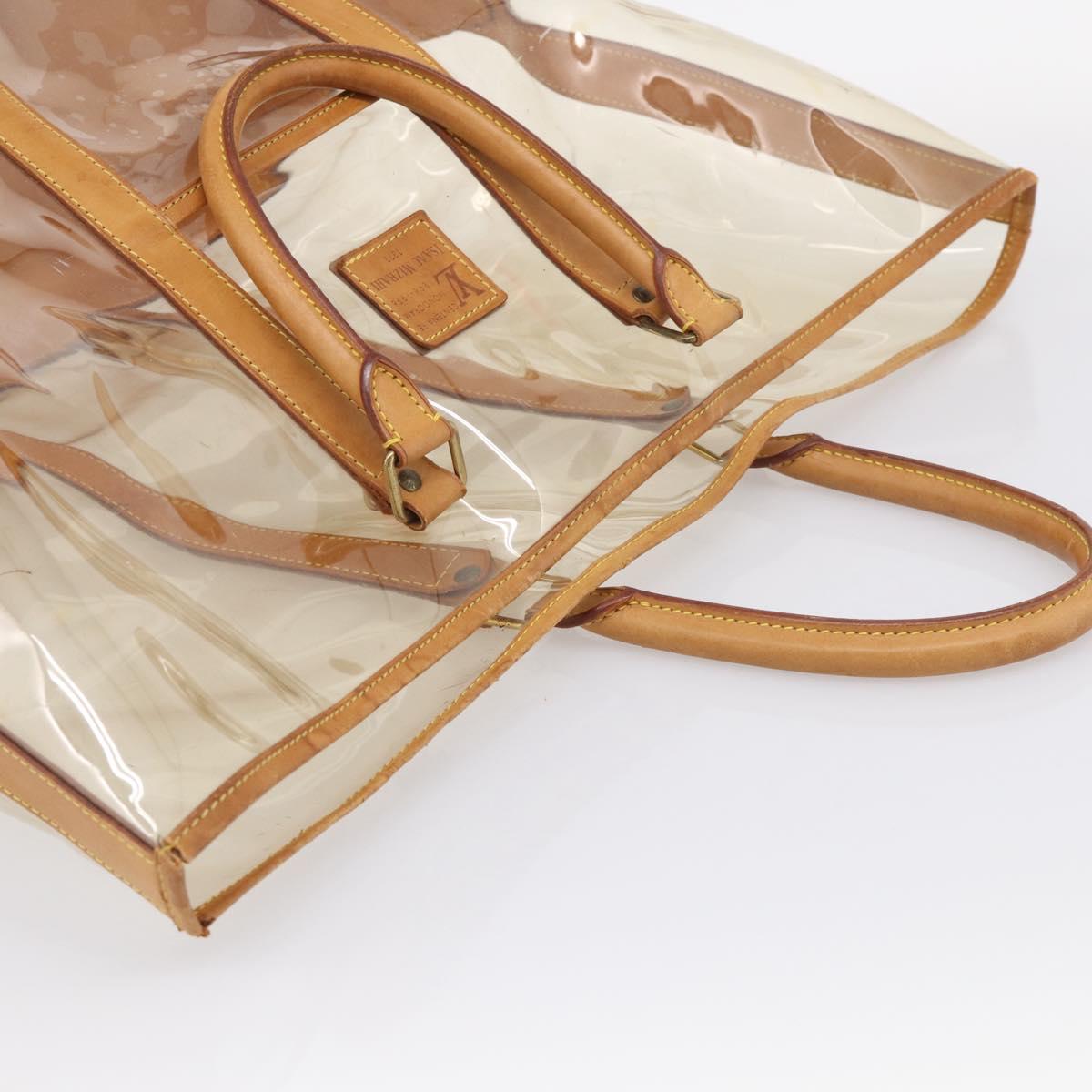 LOUIS VUITTON Isaac Mizrahi Bag Vinyl Leather Clear Beige M99027 LV Auth ka6974