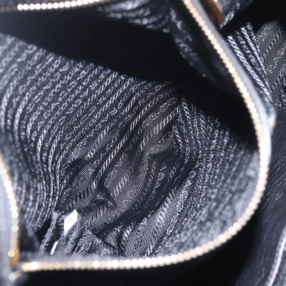 PRADA Hand Bag Vittero Dino Leather 2way Black Gold Auth ka6976A
