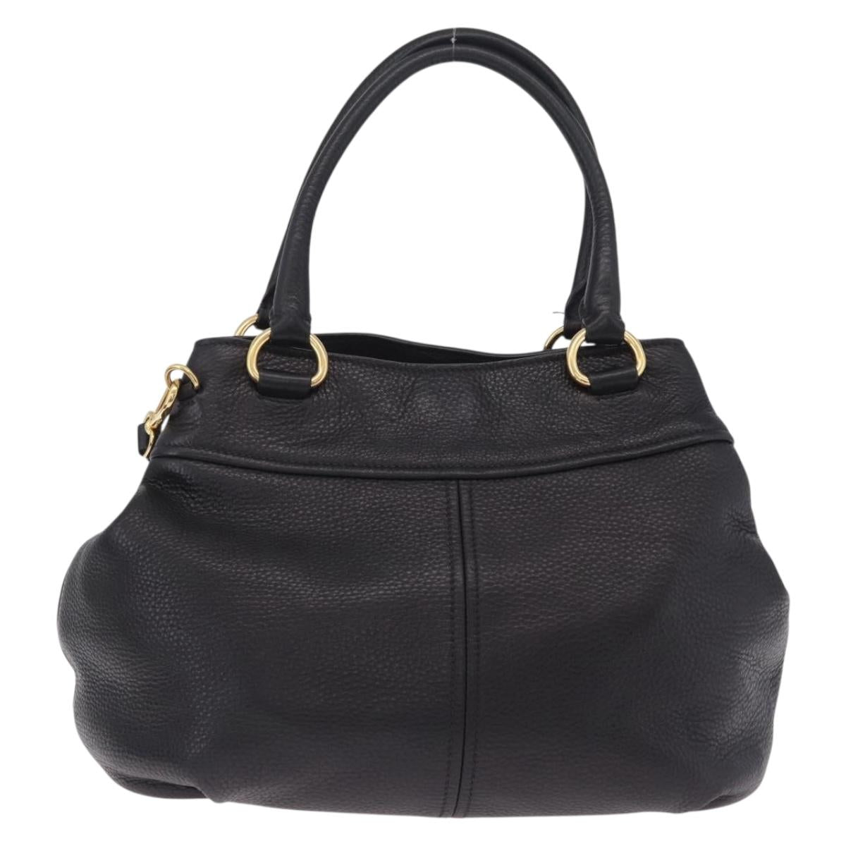 PRADA Hand Bag Vittero Dino Leather 2way Black Gold Auth ka6976A