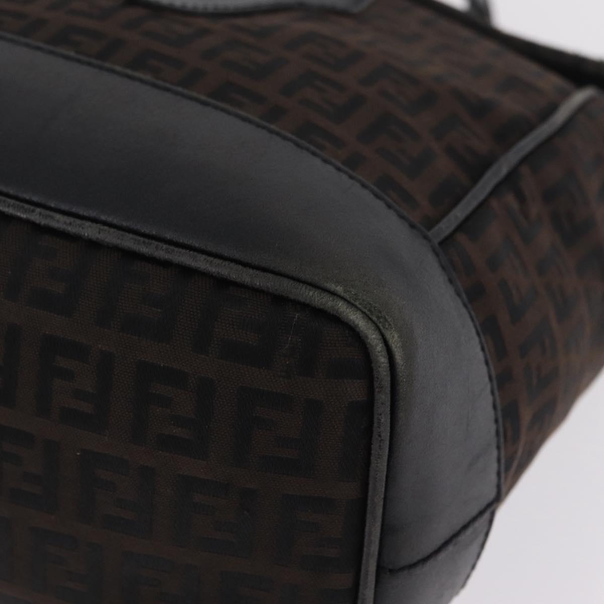 FENDI Zucchino Canvas Tote Bag Black Gold Auth ka6977