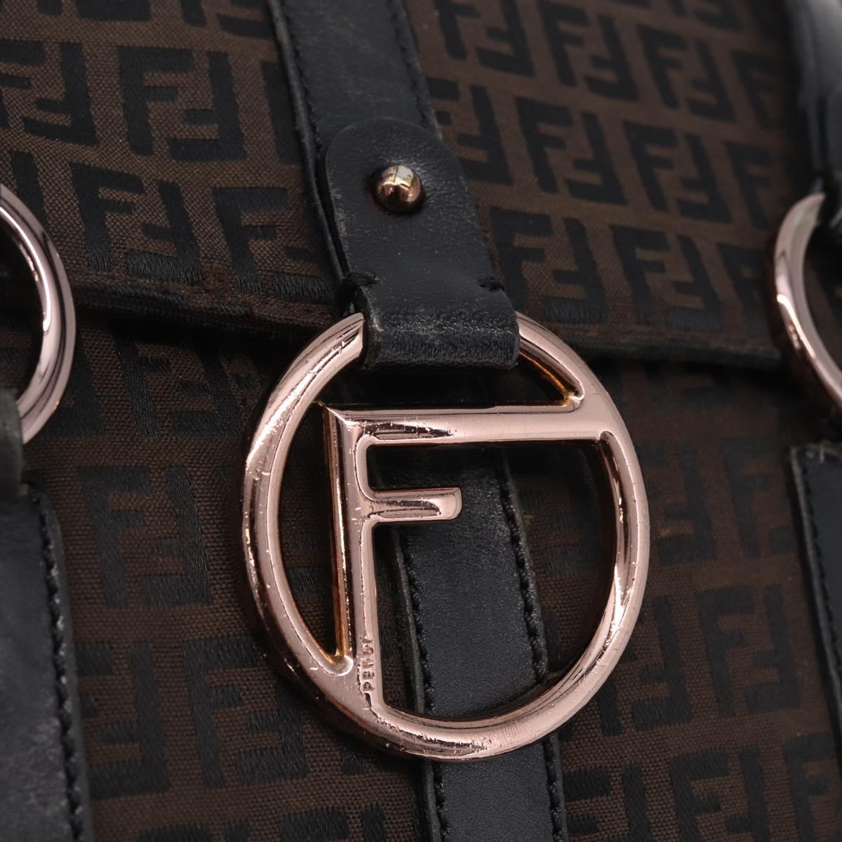 FENDI Zucchino Canvas Tote Bag Black Gold Auth ka6977