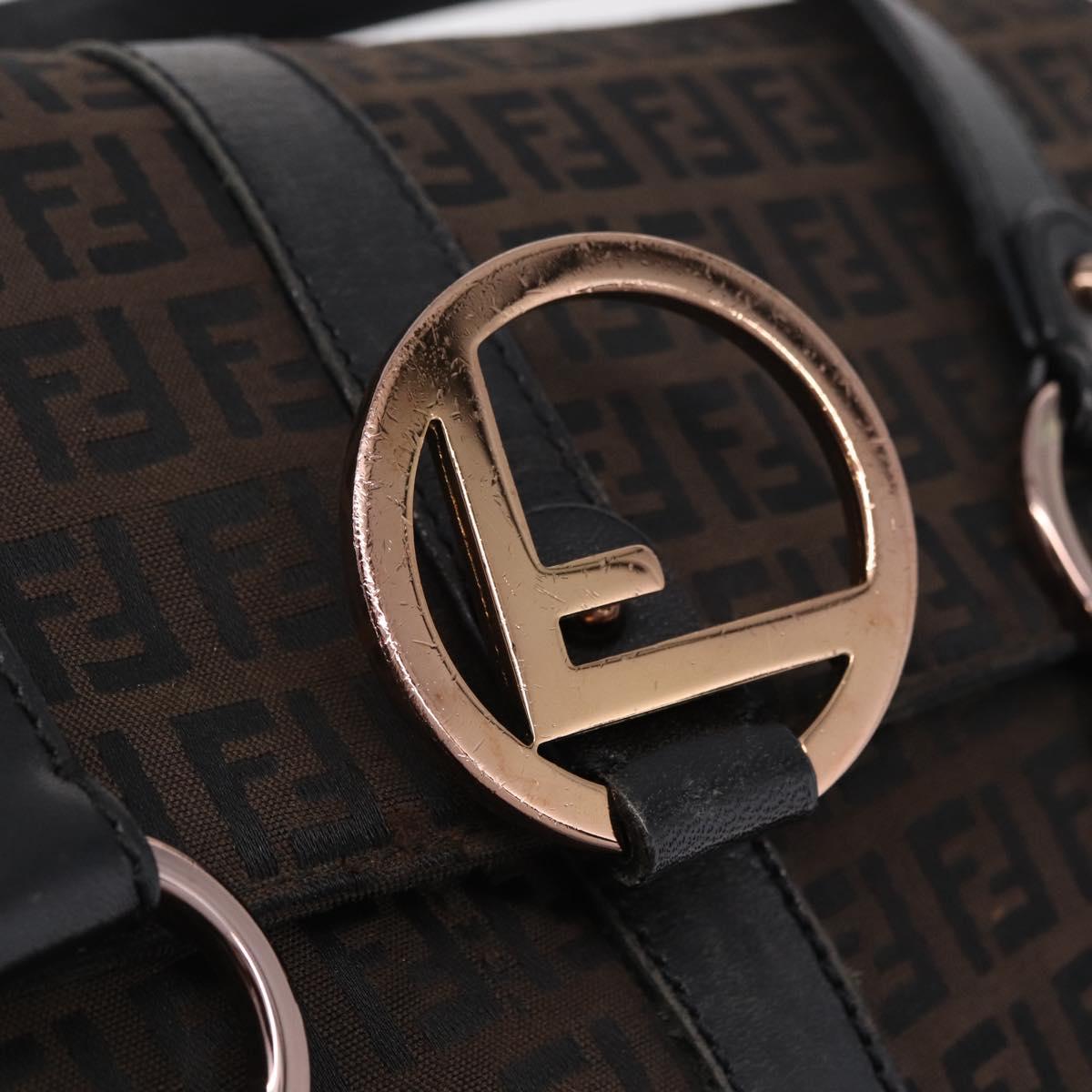 FENDI Zucchino Canvas Tote Bag Black Gold Auth ka6977