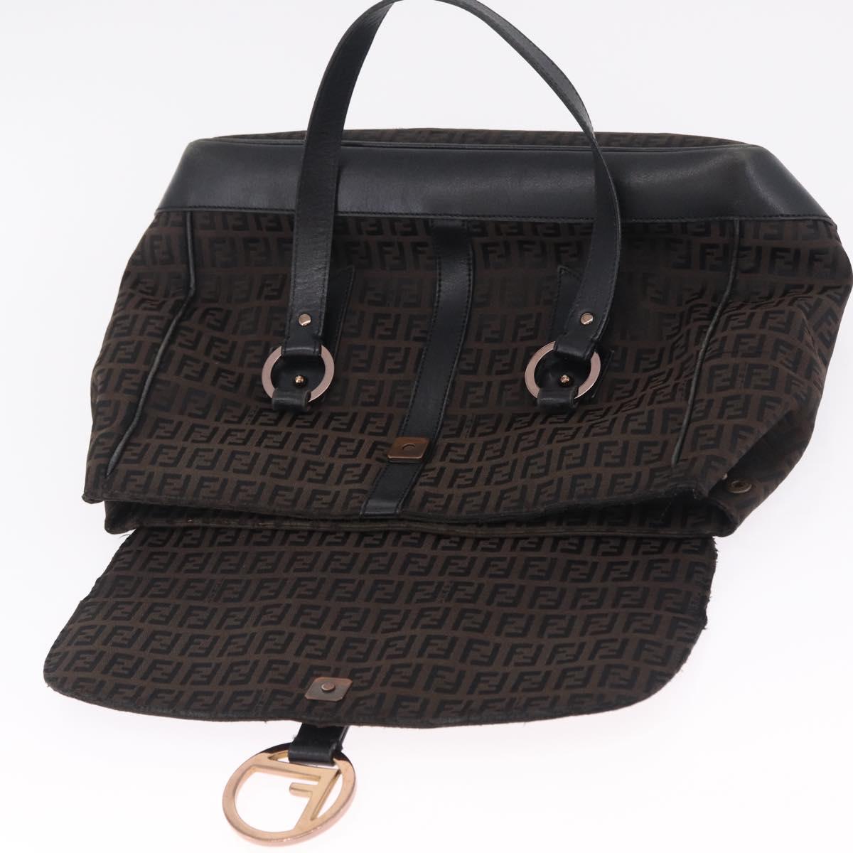 FENDI Zucchino Canvas Tote Bag Black Gold Auth ka6977