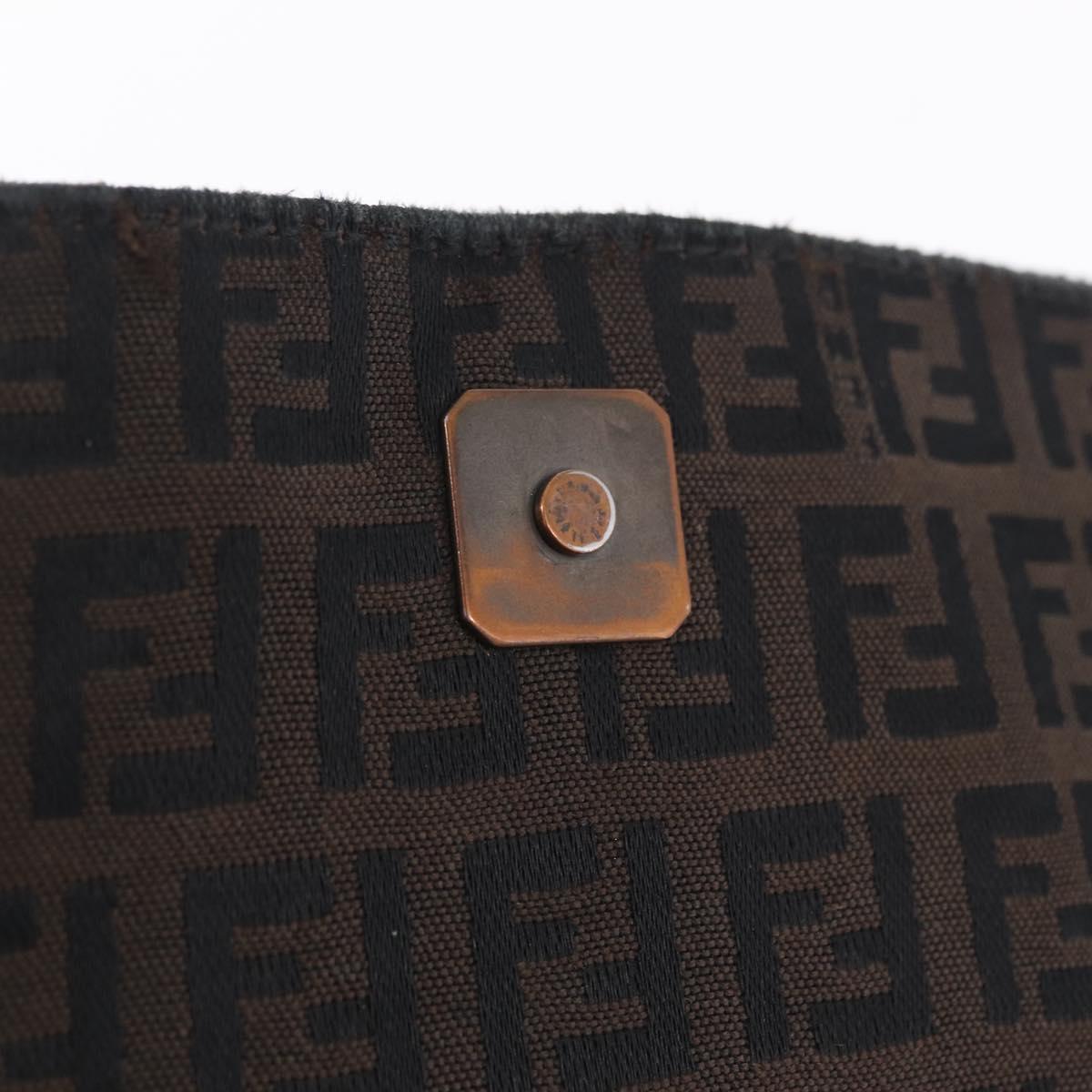 FENDI Zucchino Canvas Tote Bag Black Gold Auth ka6977
