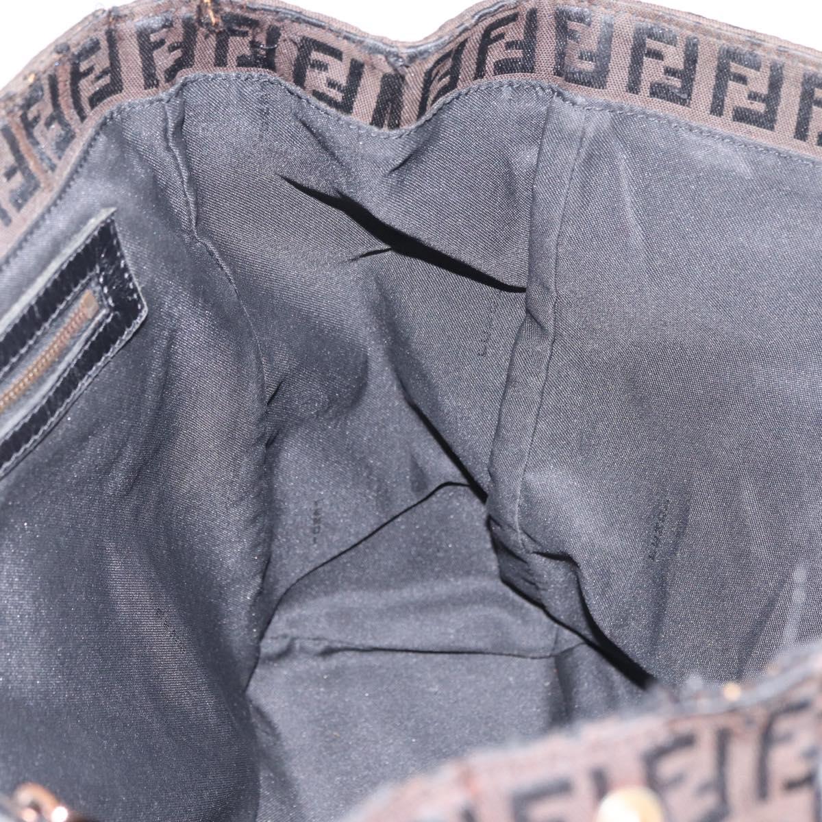 FENDI Zucchino Canvas Tote Bag Black Gold Auth ka6977